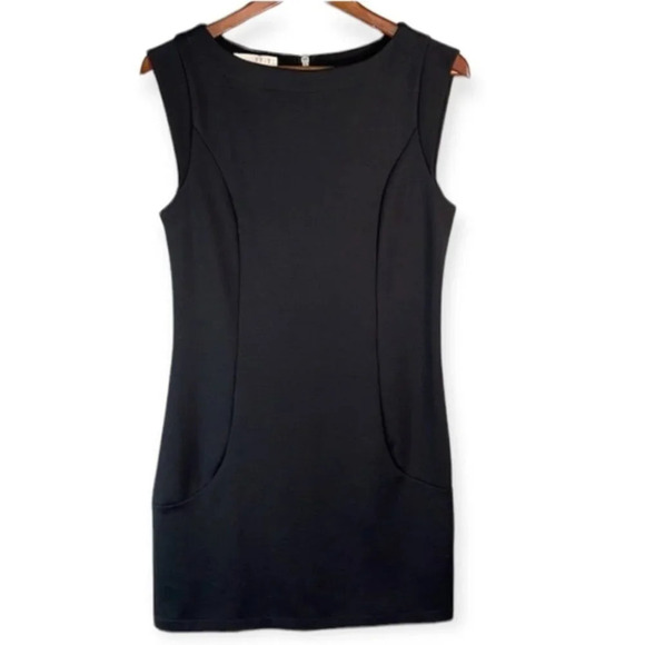 ESPRIT Boat Neck Mini Dress Black Sleeveless Jumper Fitted Exposed Zipper Size M - Picture 2 of 11